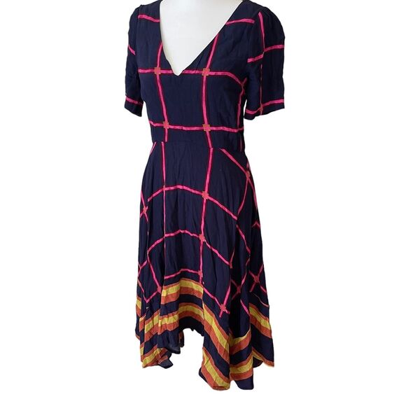 HD in Paris 2 Midi Dress Striped Pane A-Line Blue Flowy Anthropologie - Picture 8 of 11